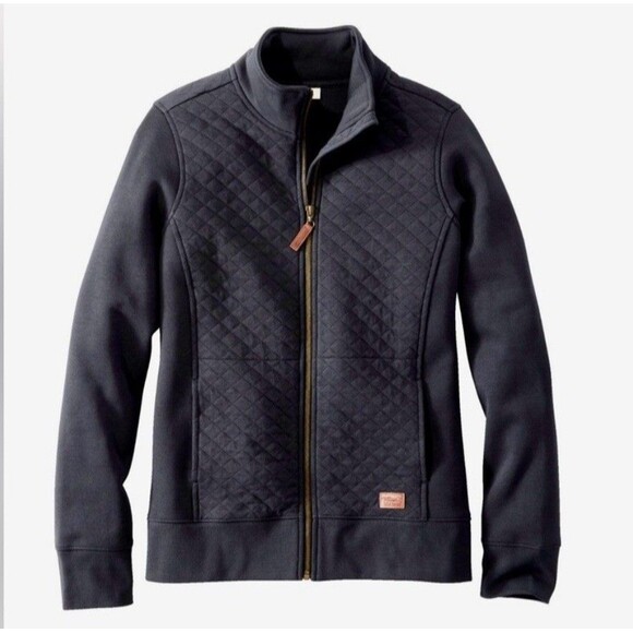 L.L Bean Jacket Women’s PXS Heathered Slate Gray Quilted Front Full Zip Outdoor - Picture 1 of 11